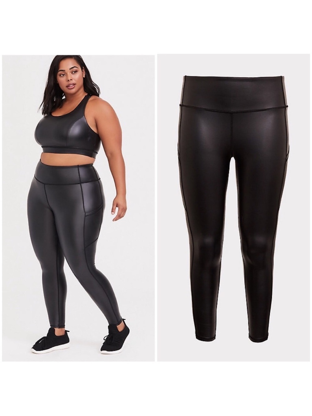 NWT Torrid Black Faux Leather Coated Active Leggings size 2X 18-20 - Picture 2 of 15
